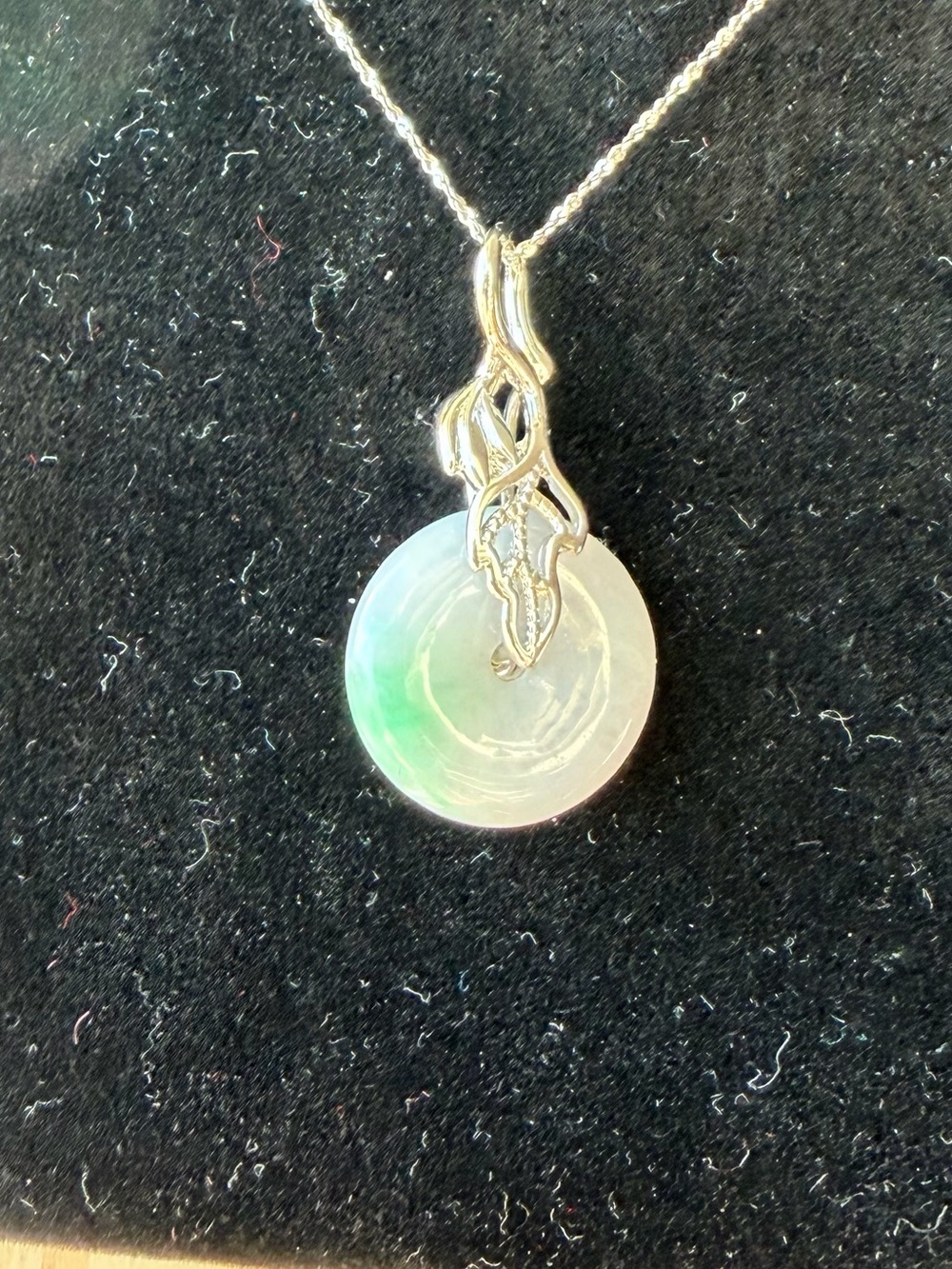 Natural Burmese A Jadeite Jade Lavender Purple&Bright Green Peace Buckle Pendant
